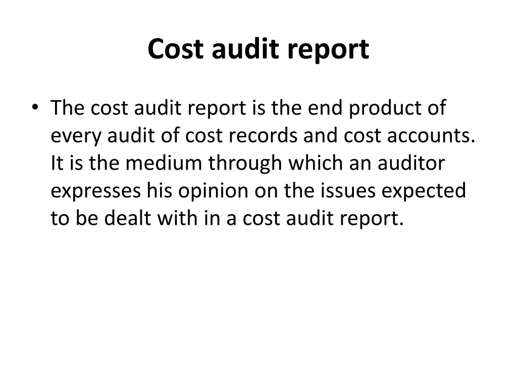 cost audit report