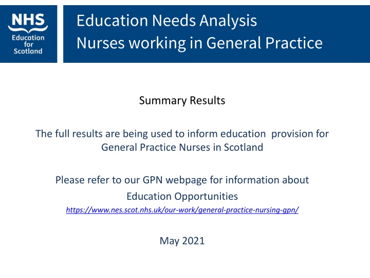 education needs analysis nurses working