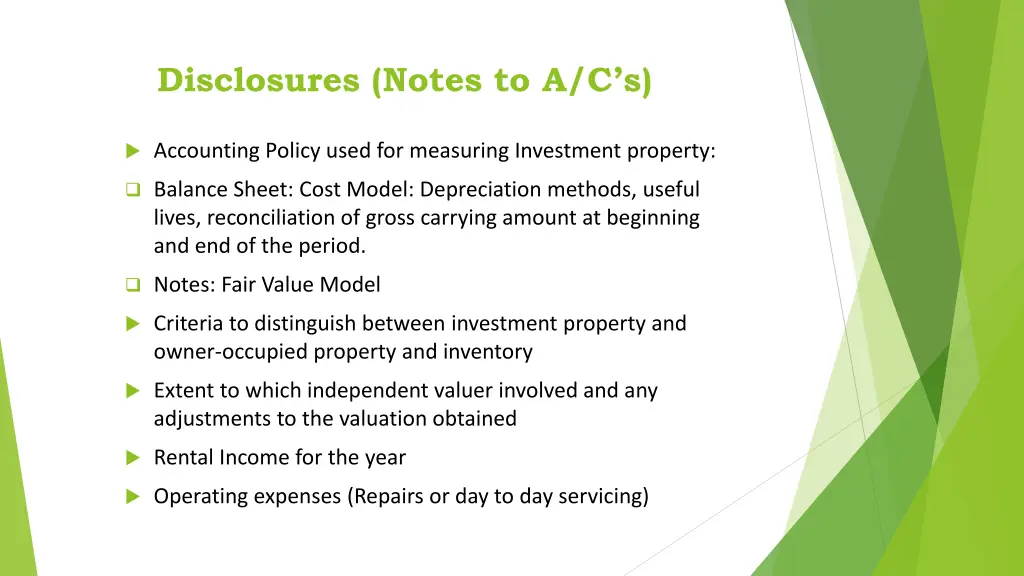 disclosures notes to a c s