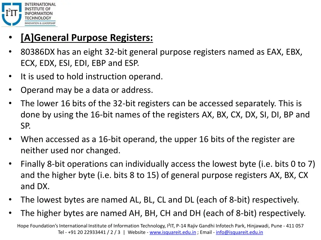 a general purpose registers 80386dx has an eight