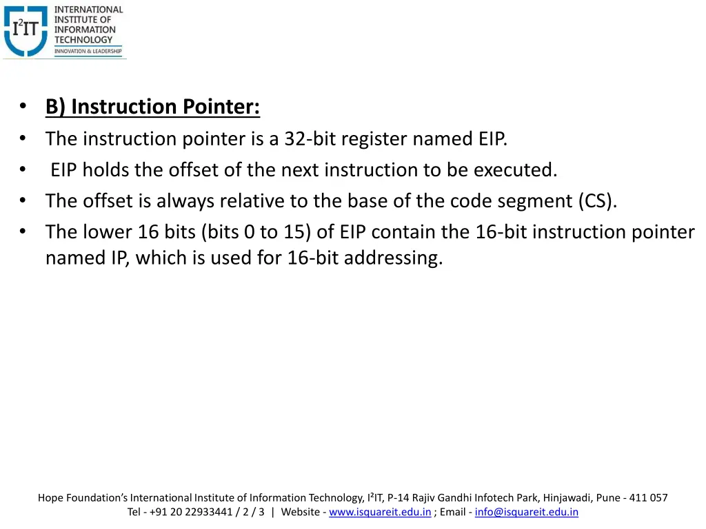 b instruction pointer the instruction pointer