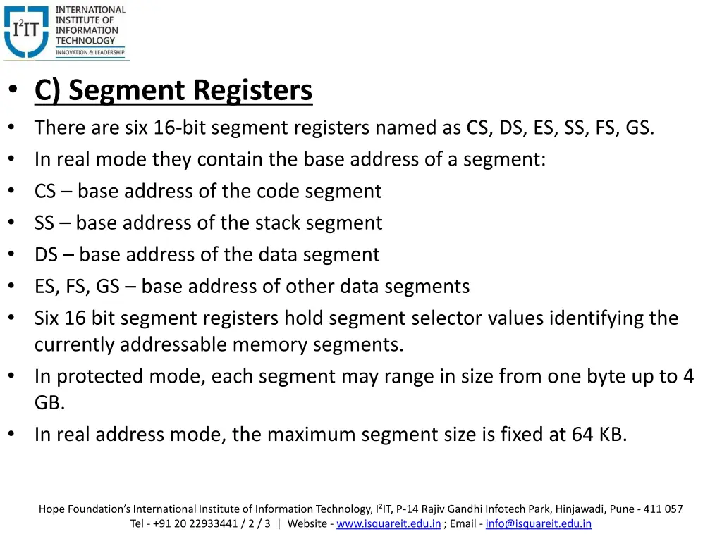 c segment registers there are six 16 bit segment