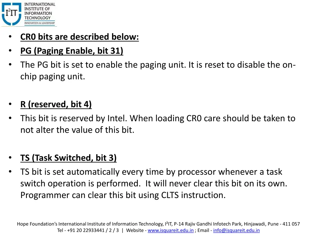 cr0 bits are described below pg paging enable