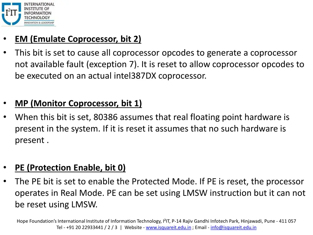 em emulate coprocessor bit 2 this