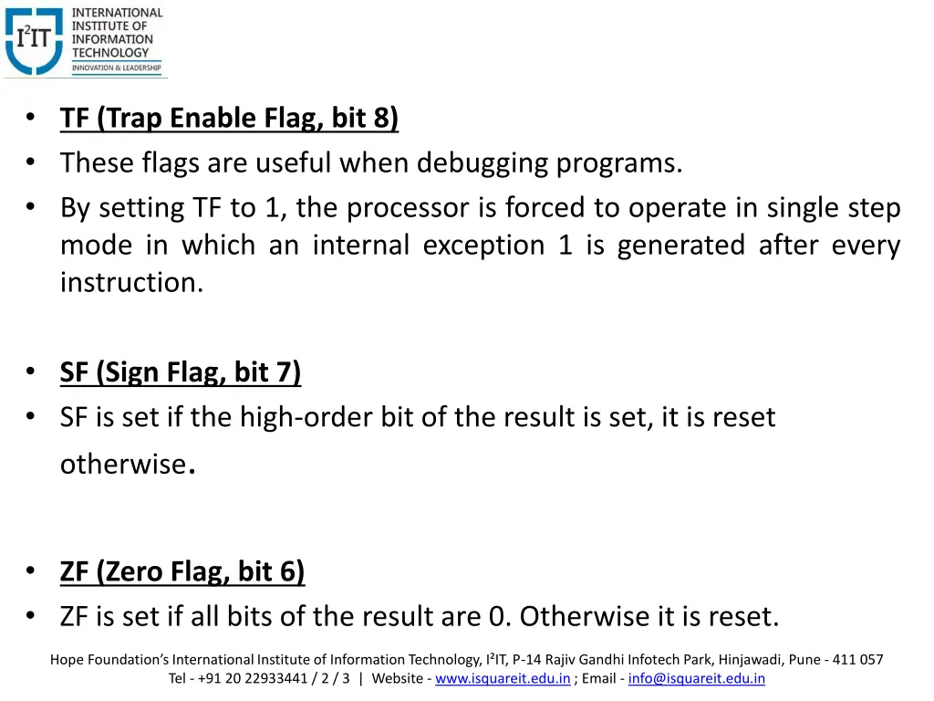 tf trap enable flag bit 8 these flags are useful