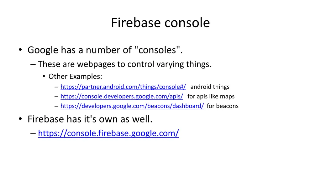 firebase console