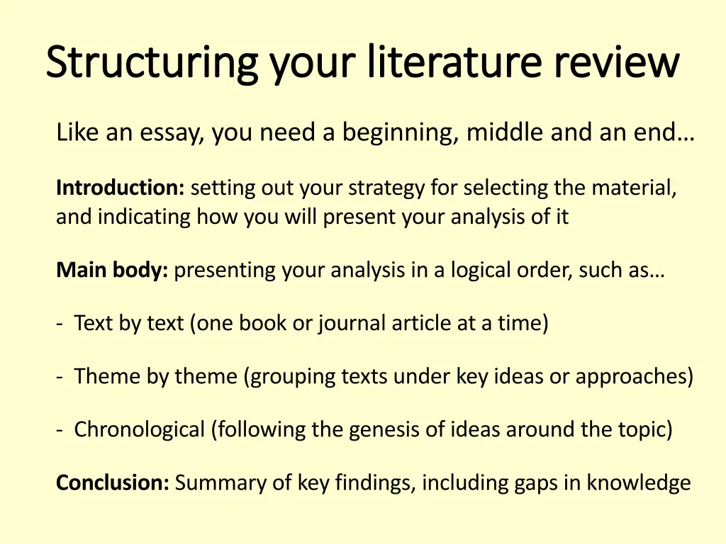 structuring your literature review structuring