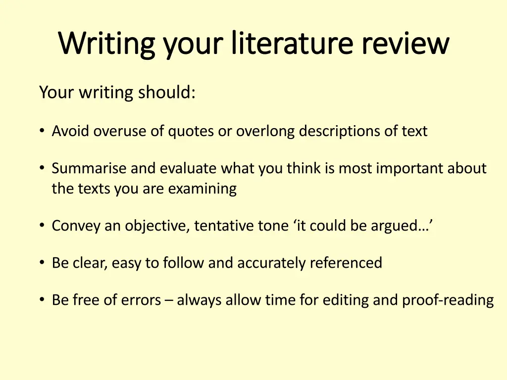 writing your literature review writing your