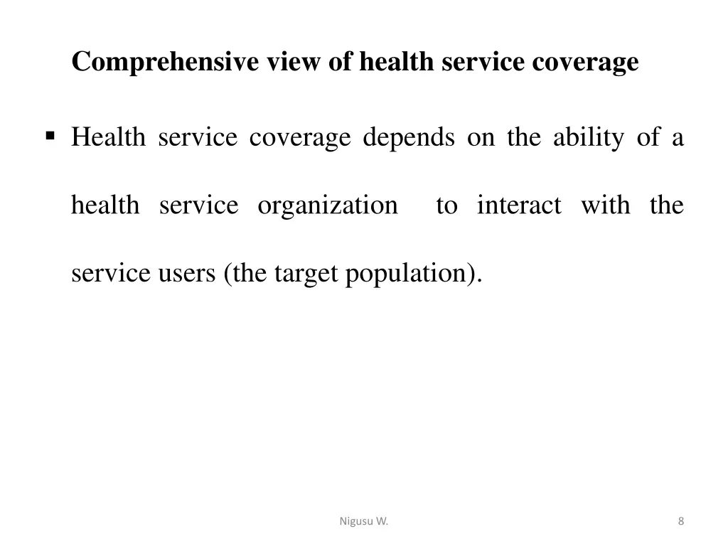 comprehensive view of health service coverage