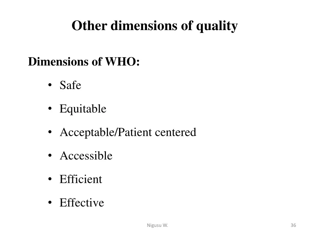 other dimensions of quality