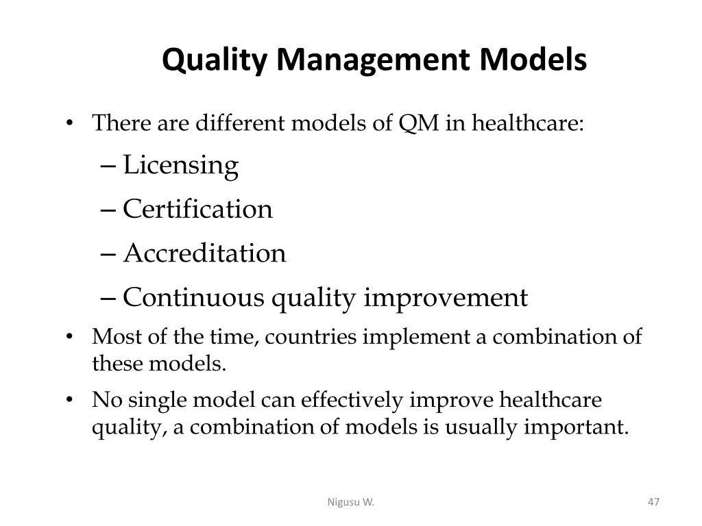 quality management models