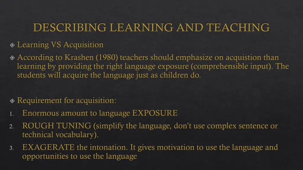 describing learning and teaching