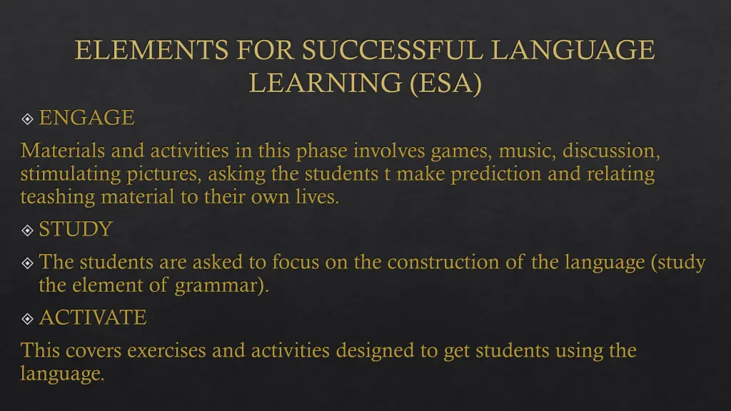 elements for successful language learning