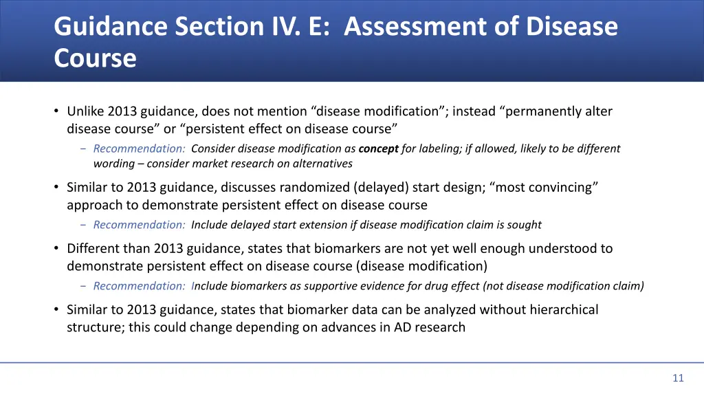 guidance section iv e assessment of disease course