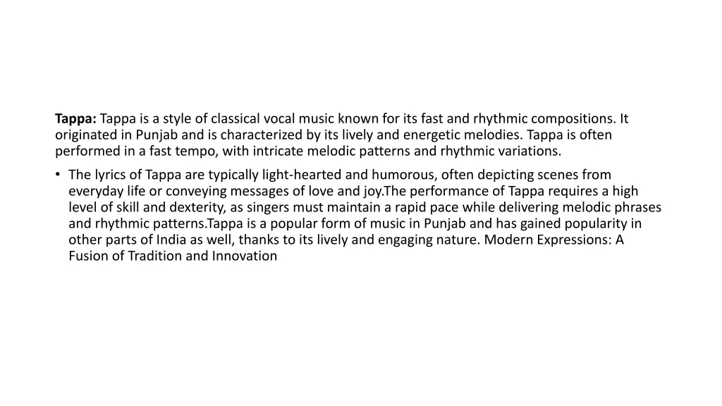 tappa tappa is a style of classical vocal music