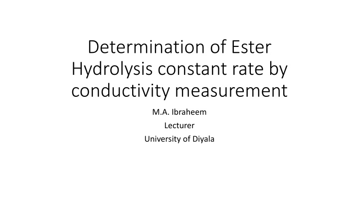 determination of ester hydrolysis constant rate