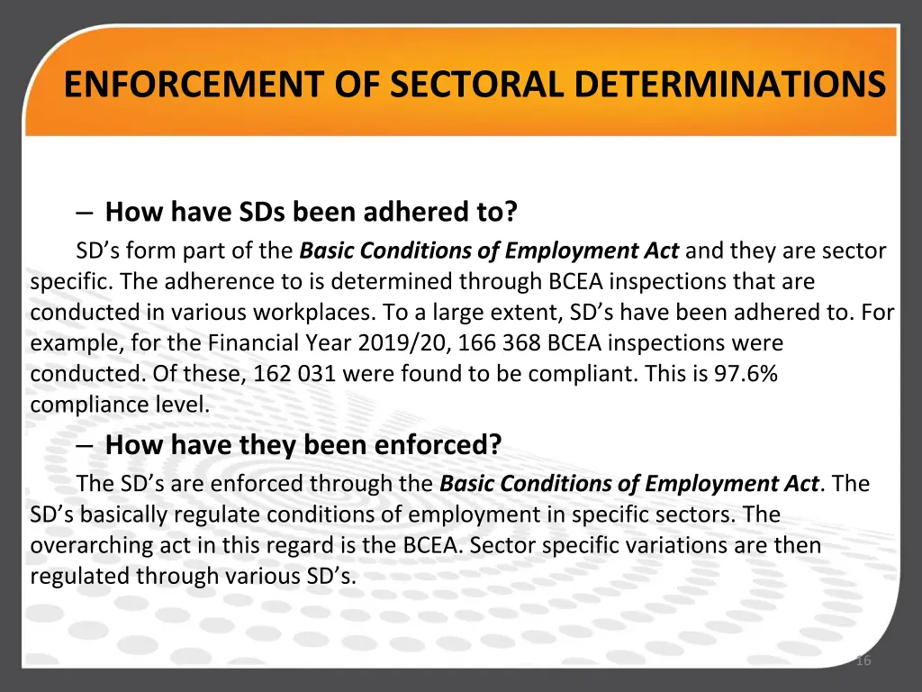 enforcement of sectoral determinations