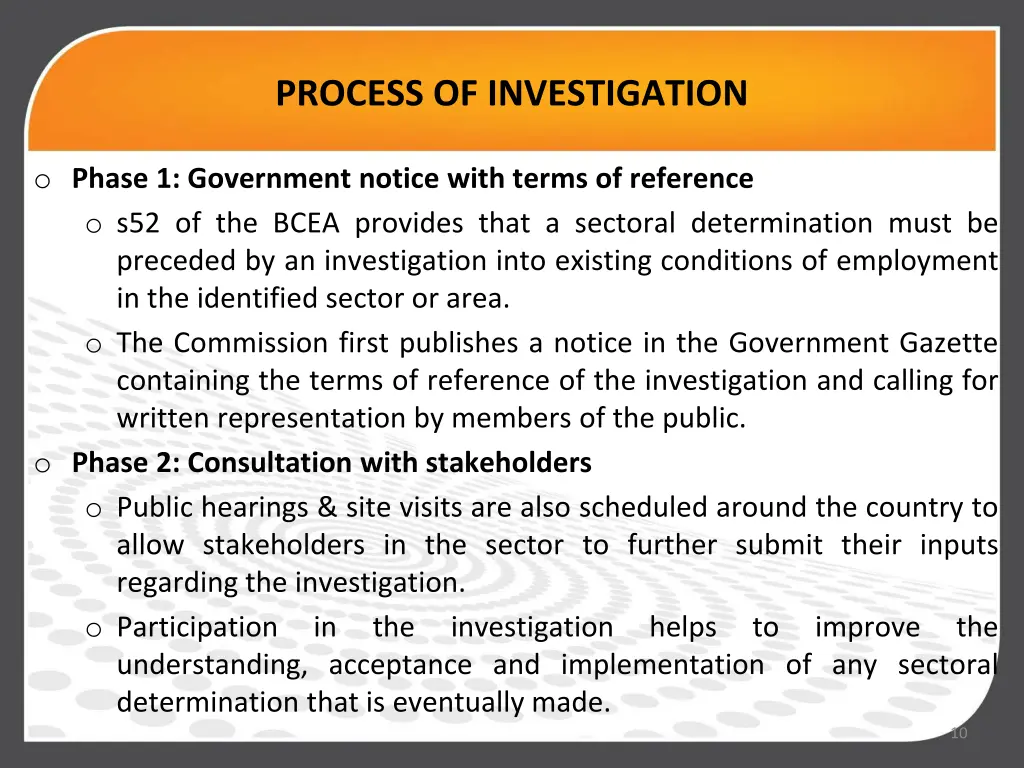 process of investigation