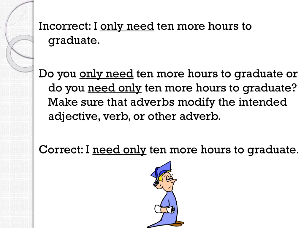 incorrect i only need ten more hours to graduate