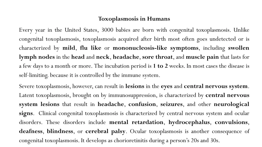 toxoplasmosis in humans