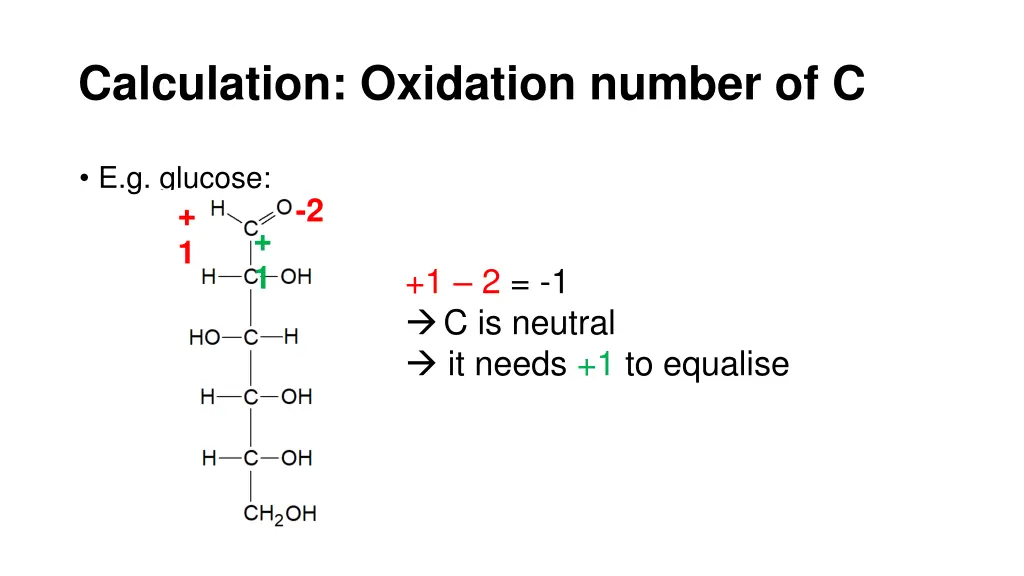 calculation oxidation number of c