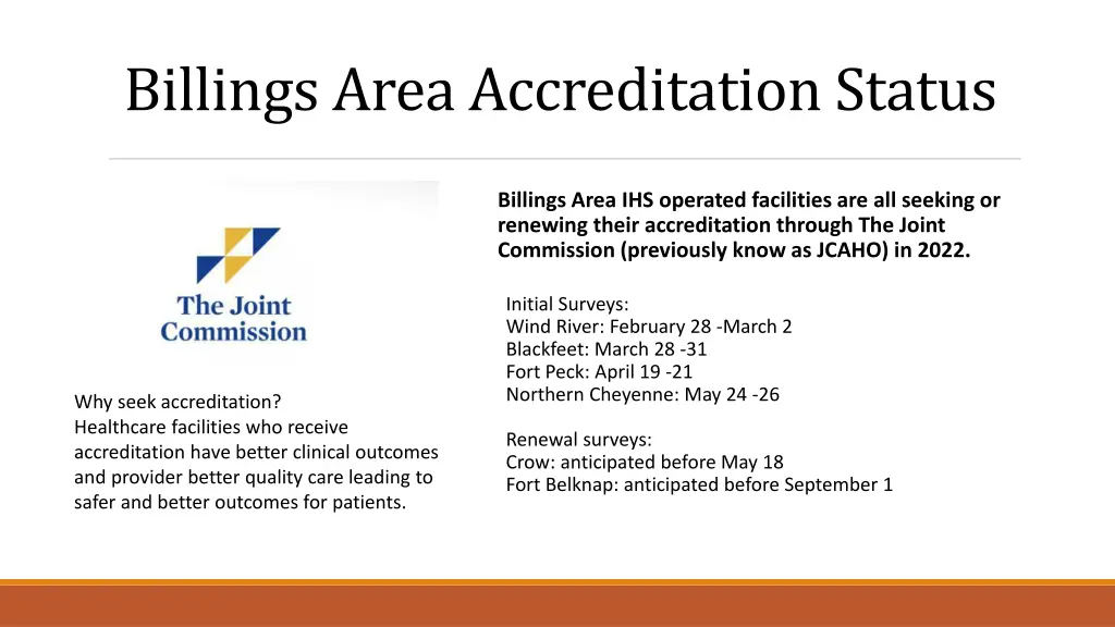 billings area accreditation status