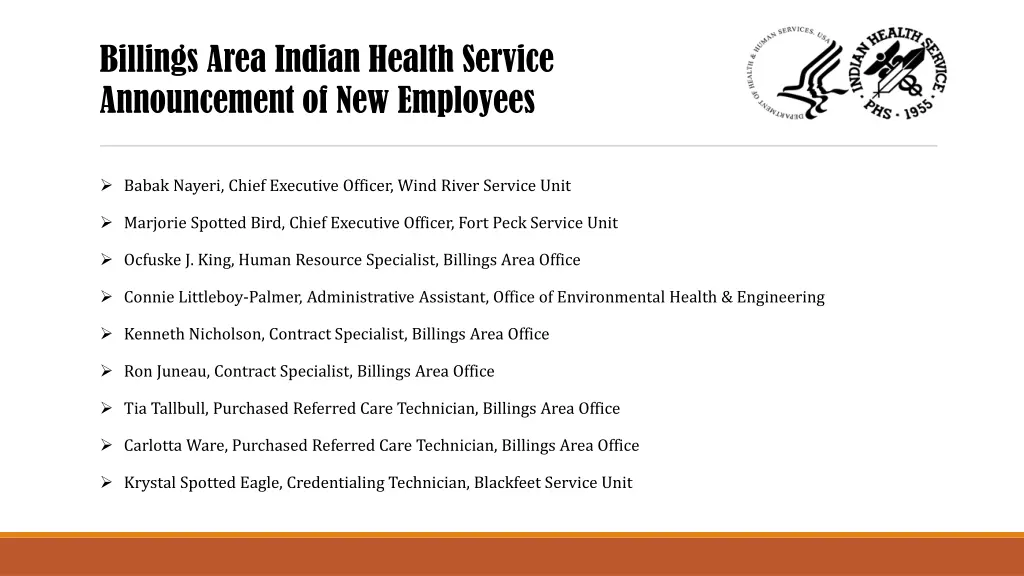 billings area indian health service announcement