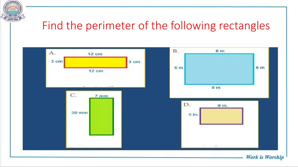 find the perimeter of the following rectangles