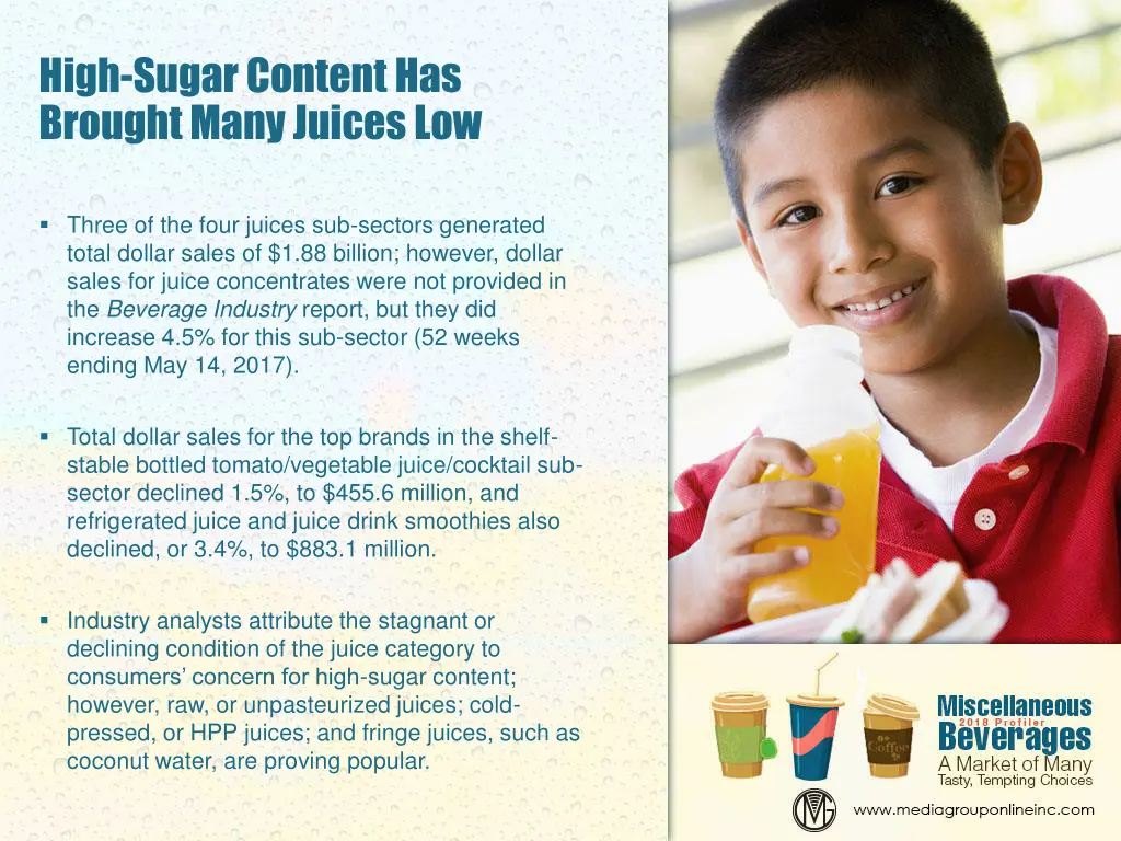 high sugar content has brought many juices low