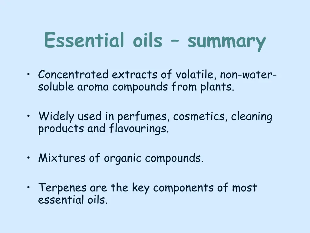 essential oils summary