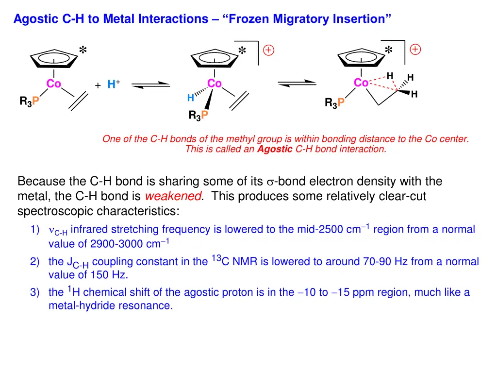 agostic c h to metal interactions frozen