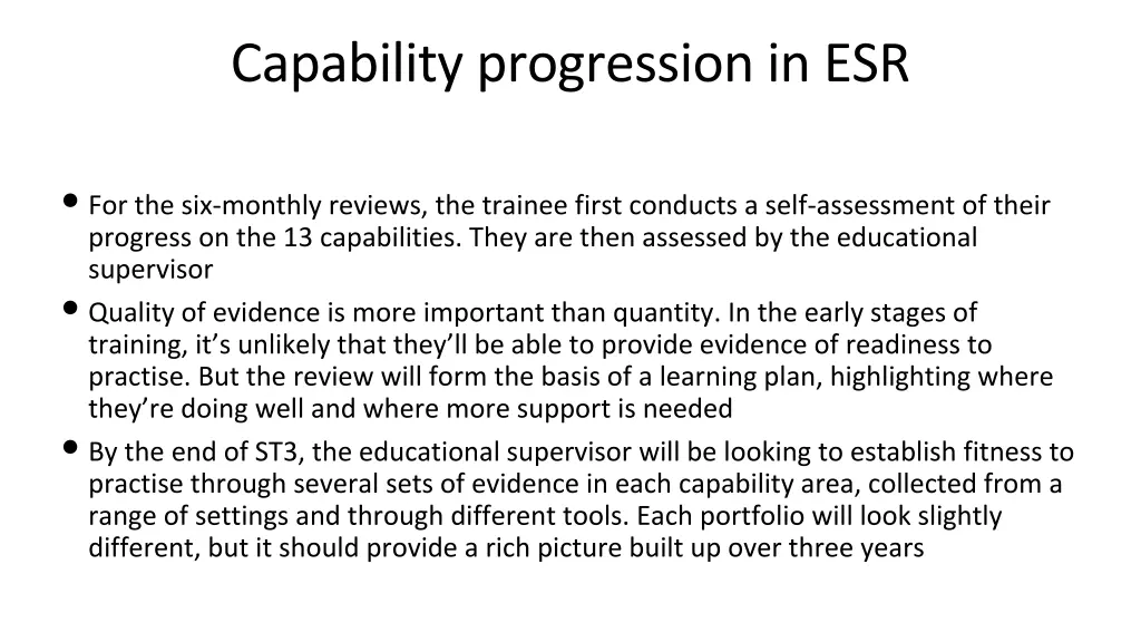 capability progression in esr