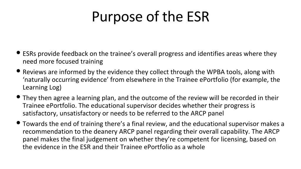 purpose of the esr