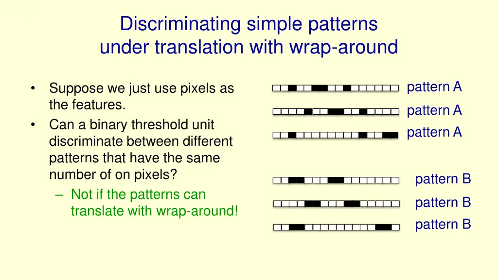 discriminating simple patterns under translation