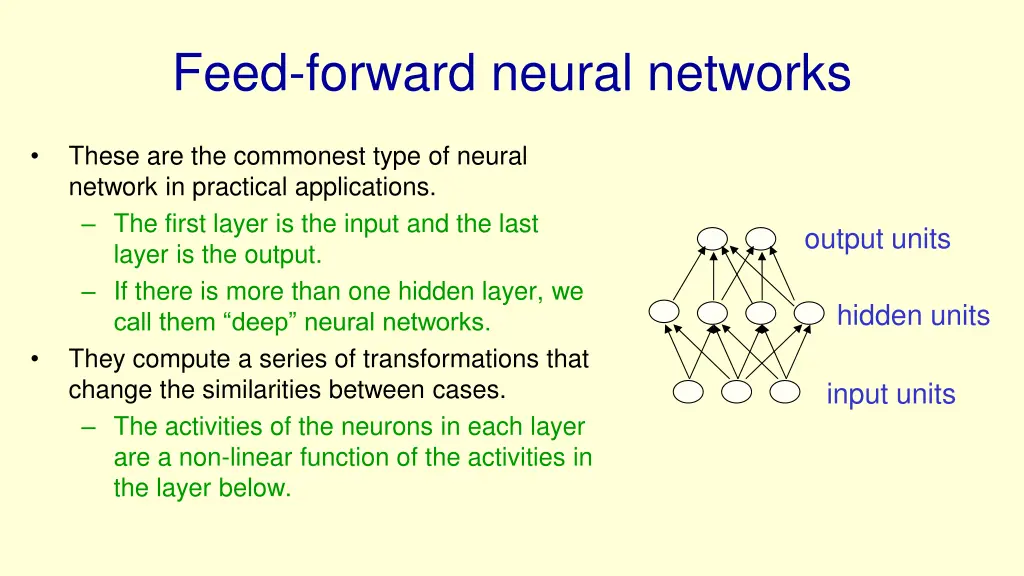 feed forward neural networks