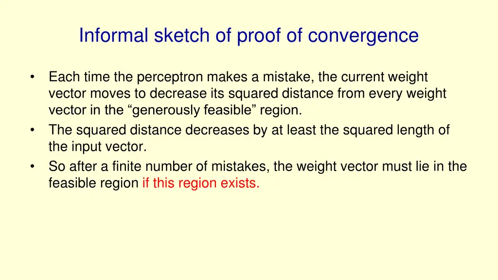 informal sketch of proof of convergence