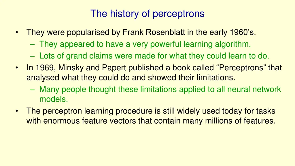 the history of perceptrons