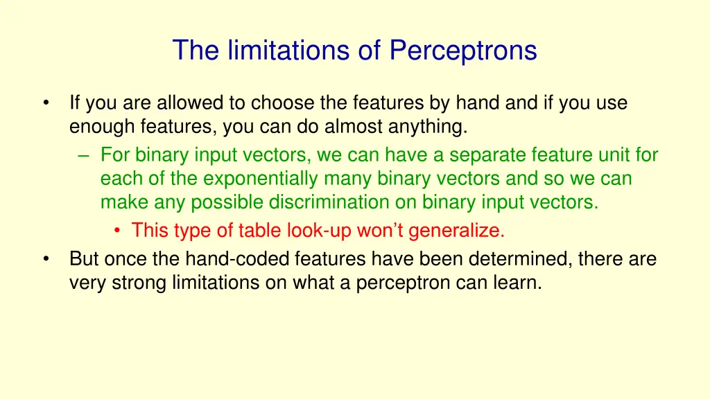 the limitations of perceptrons