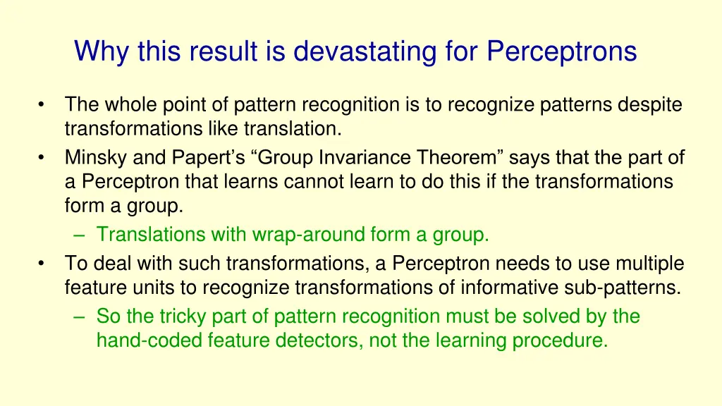 why this result is devastating for perceptrons