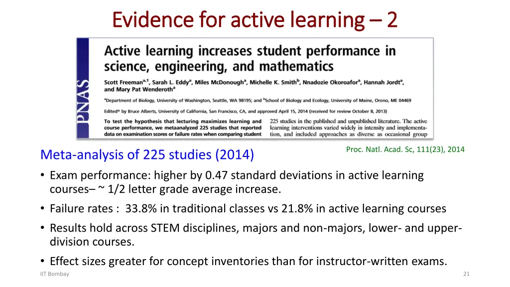 evidence for active learning evidence for active 1