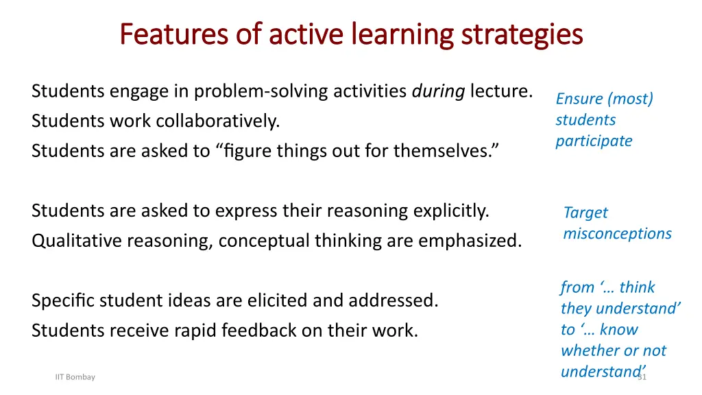 features of active learning strategies features