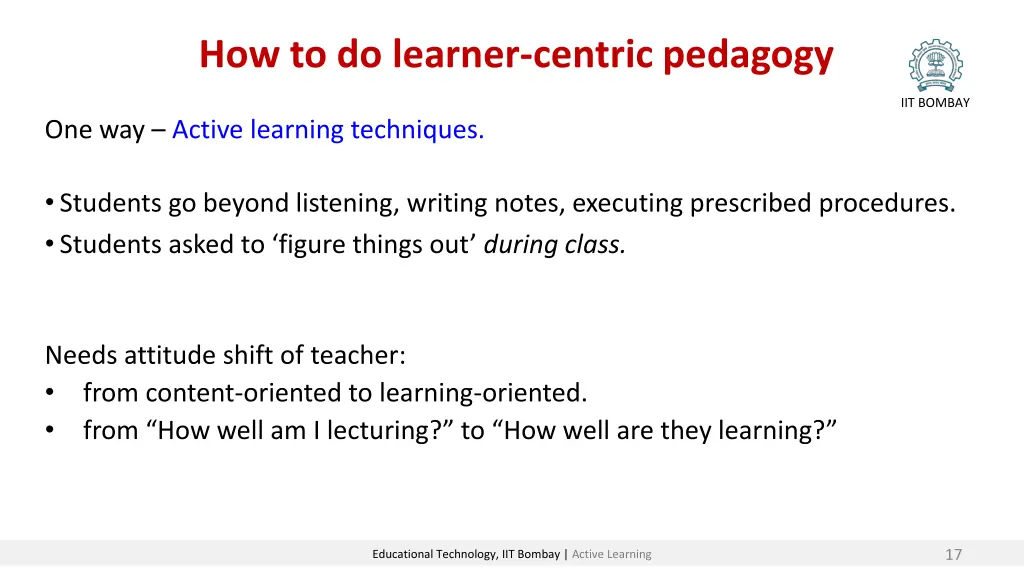 how to do learner centric pedagogy