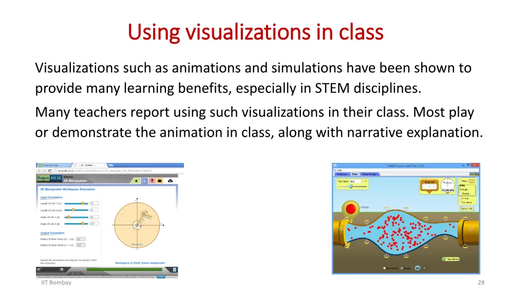 using visualizations in class using