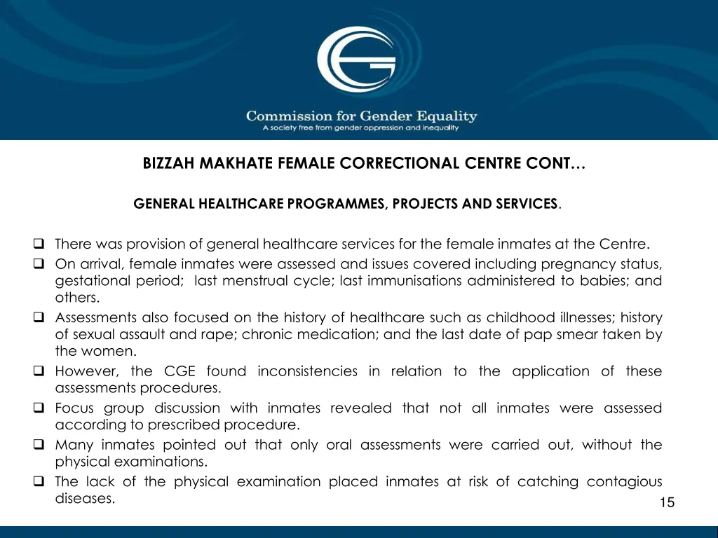 bizzah makhate female correctional centre cont