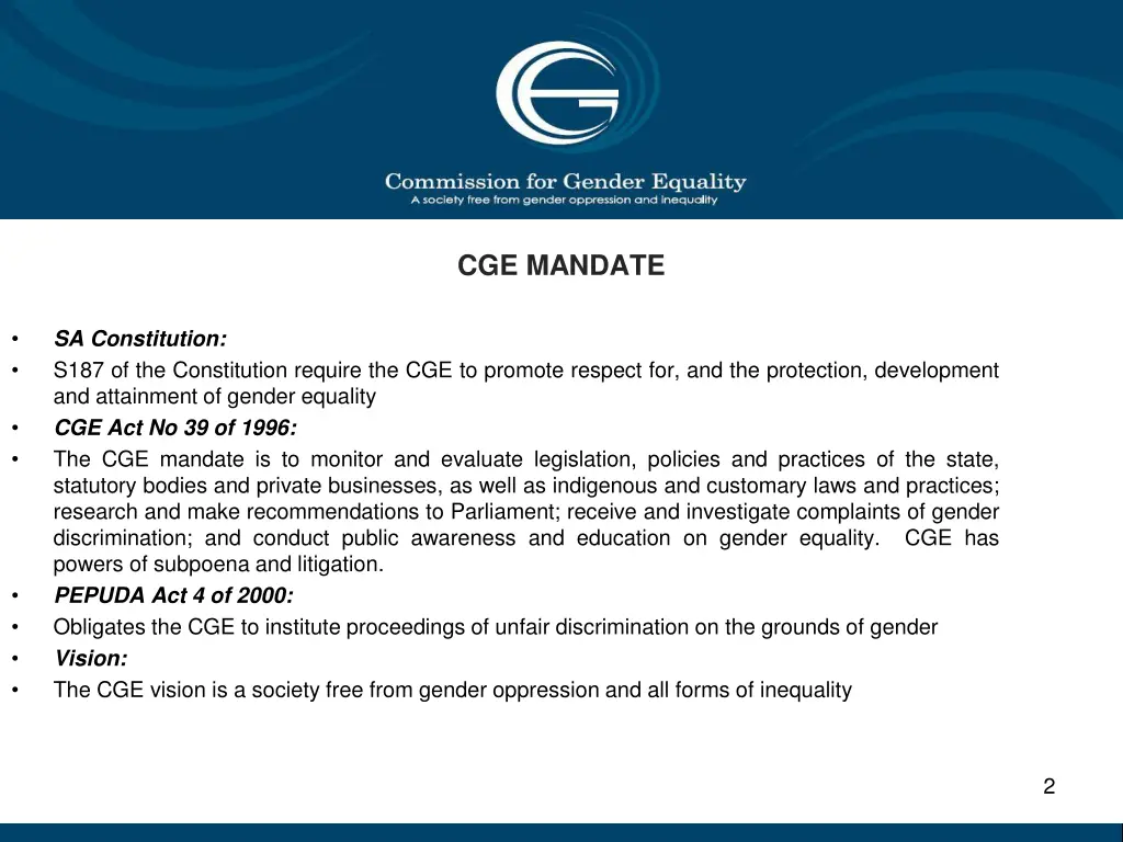 cge mandate