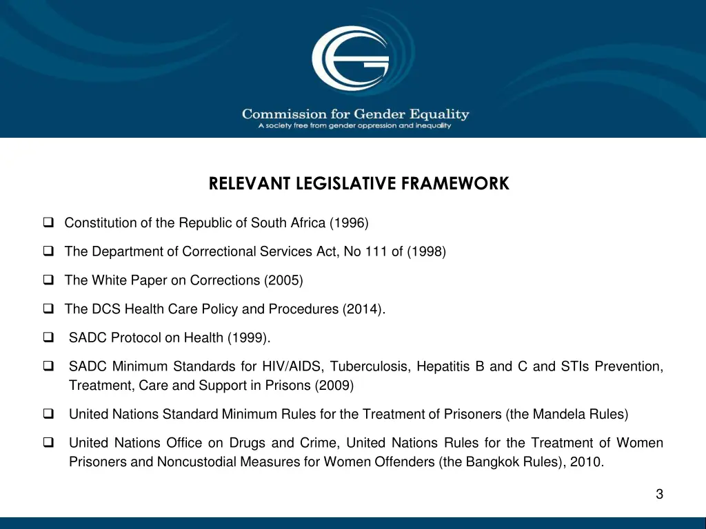 relevant legislative framework