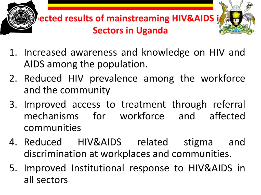 expected results of mainstreaming hiv aids