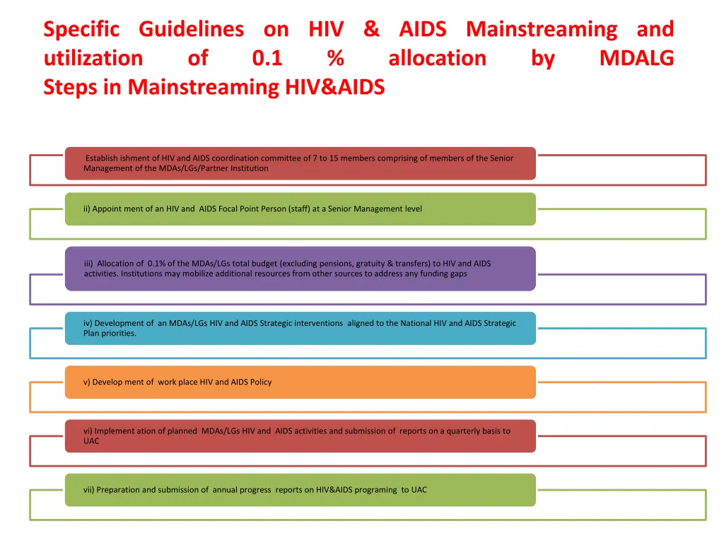 specific guidelines on hiv aids mainstreaming