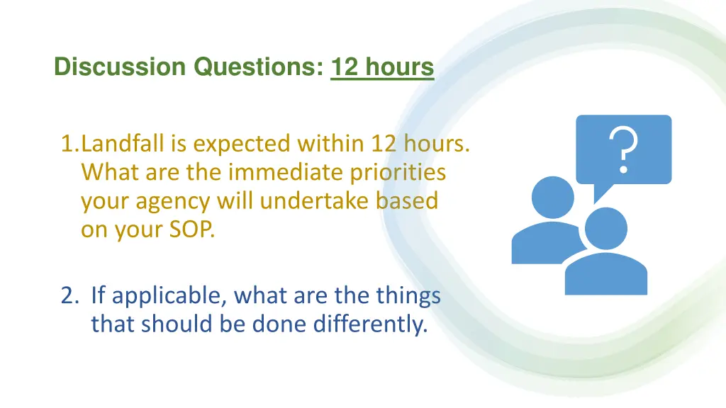 discussion questions 12 hours