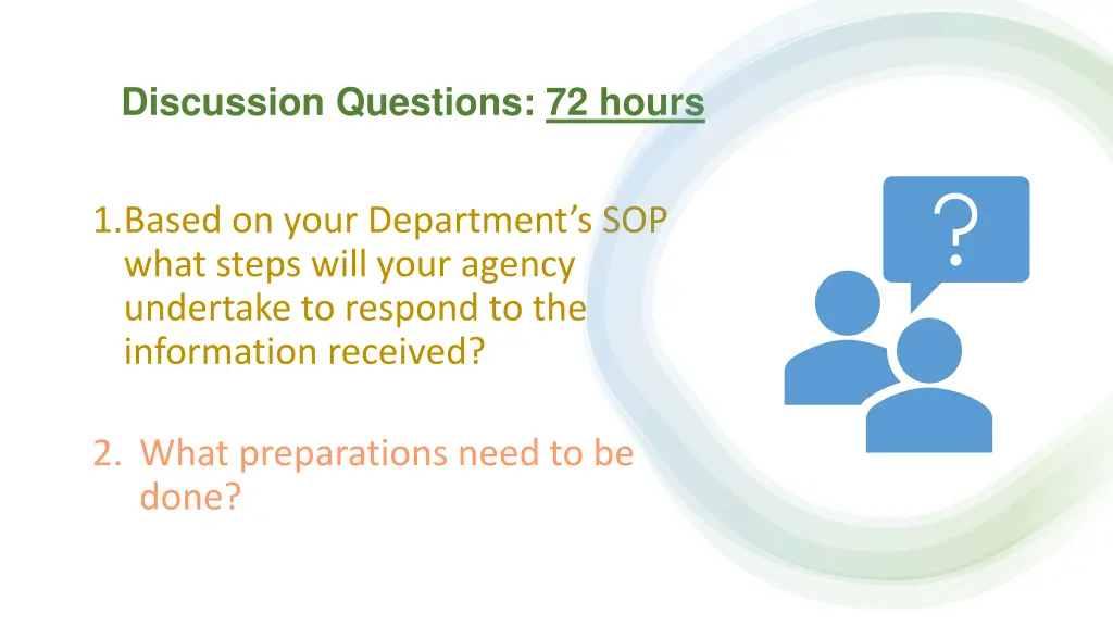 discussion questions 72 hours